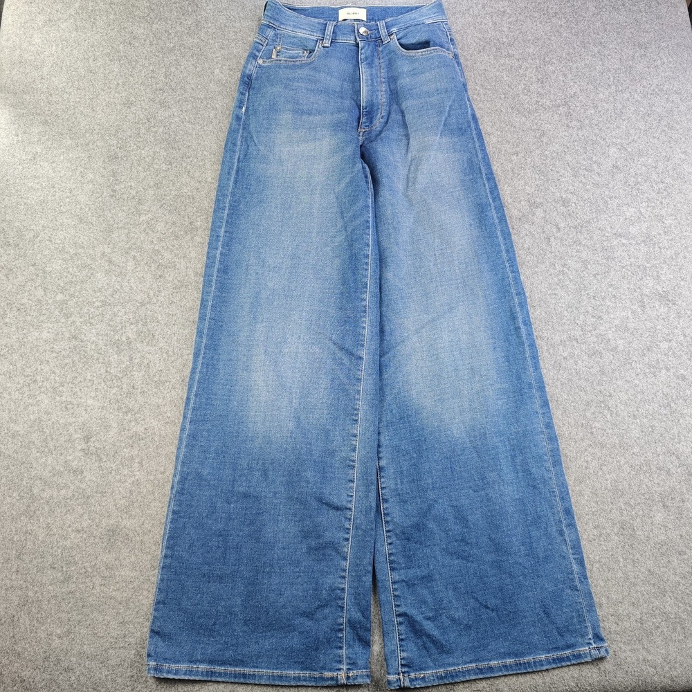 DL1961 Hepburn Wide Leg Jeans Women's 24x32 Blue Medium Wash Denim Stretch